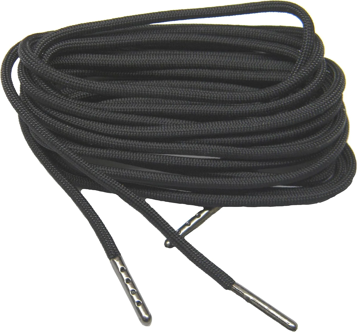 (1 Pair Pack) Coal Black 550 Paracord with Black Steel Tips Shoelaces Boot Laces