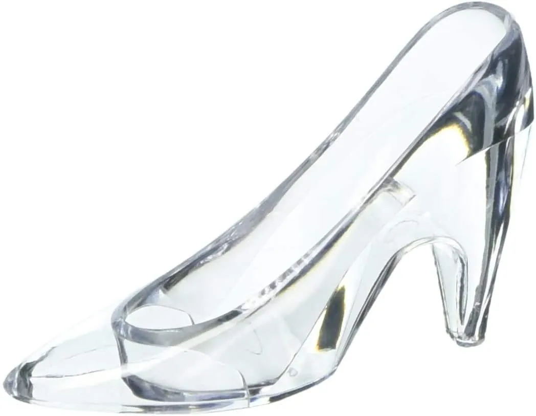 3.5 inch Mini Clear Plastic High Heel Cinderella Slipper 12 Pieces