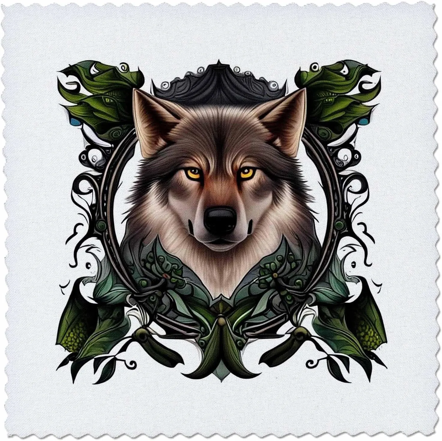 3dRose A Timber Wolf Surrounded by Ladys Slipper Minnesota State... - Quilt Squares (qs-384704-2)