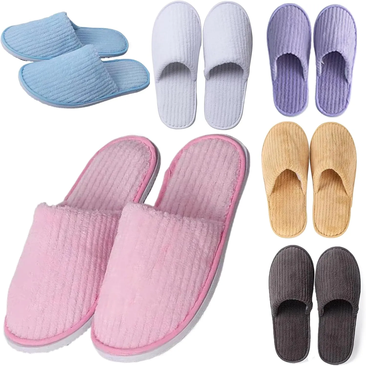 6/10/12 pairs of disposable slippers, hotels, guesthouses, beauty SPA clubs, bridesmaid sl for weddings, outdoor camping, easy-to-carry for home guests, Provide plus size options