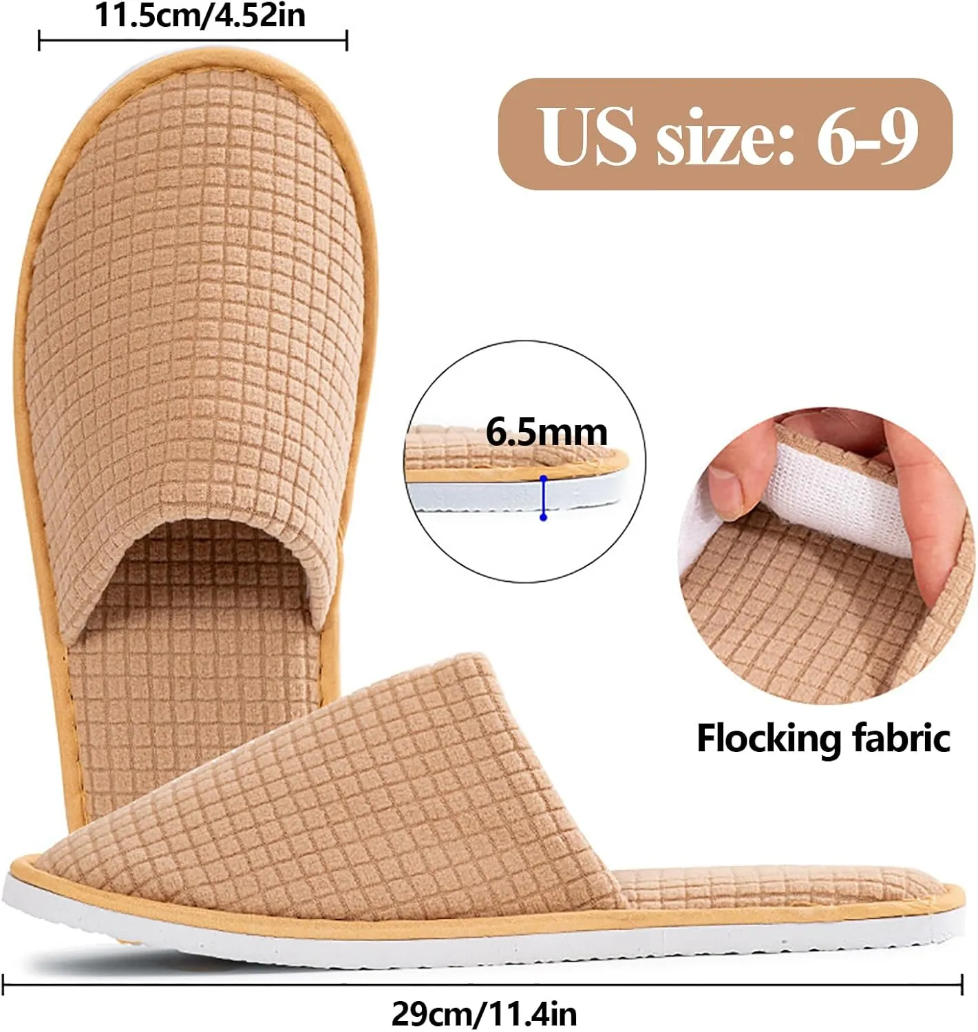 6/10/12 pairs of disposable slippers, hotels, guesthouses, beauty SPA clubs, bridesmaid sl for weddings, outdoor camping, easy-to-carry for home guests, Provide plus size options