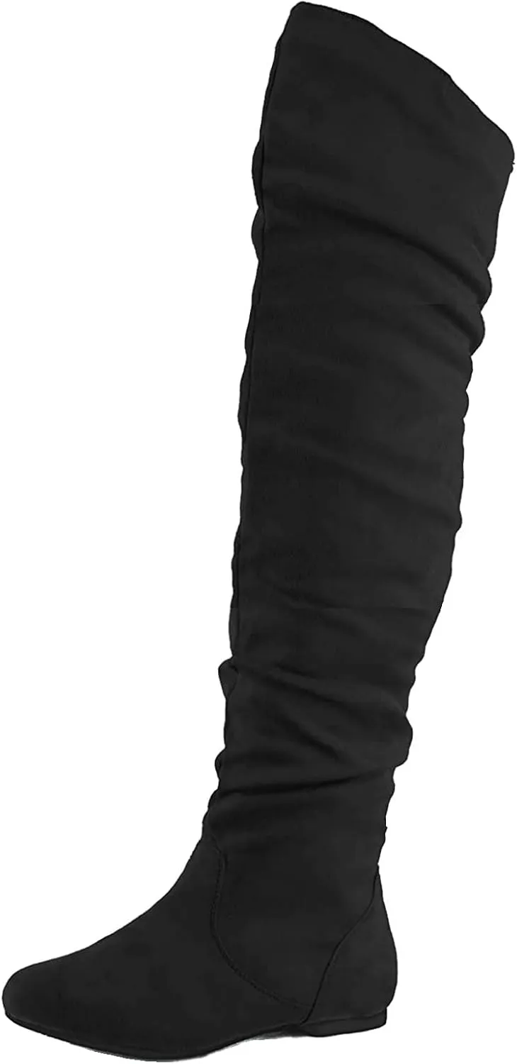 ABSOLEX Women's Fashion Closed Round Toe Slouch Flat Heel Boot