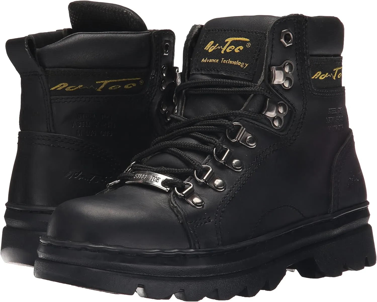 Ad Tec 6in Steel Toe Laceup Leather Work Boots for Women - Soft Padded Collar, Oil and Slip Resistant Outsole