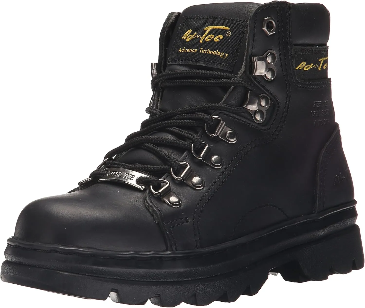 Ad Tec 6in Steel Toe Laceup Leather Work Boots for Women - Soft Padded Collar, Oil and Slip Resistant Outsole