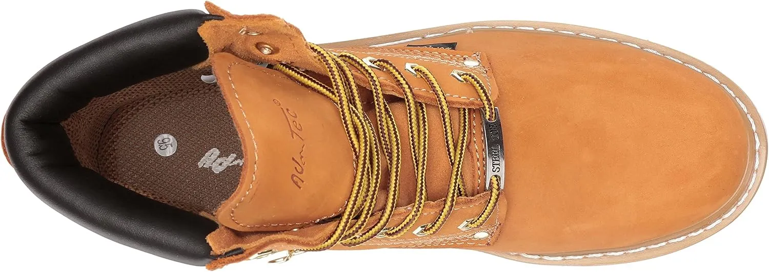 Ad Tec 6in Steel Toe Nubuck Leather Work Boot for Man, Tan - Oil Resistant Mud Free Lug Sole