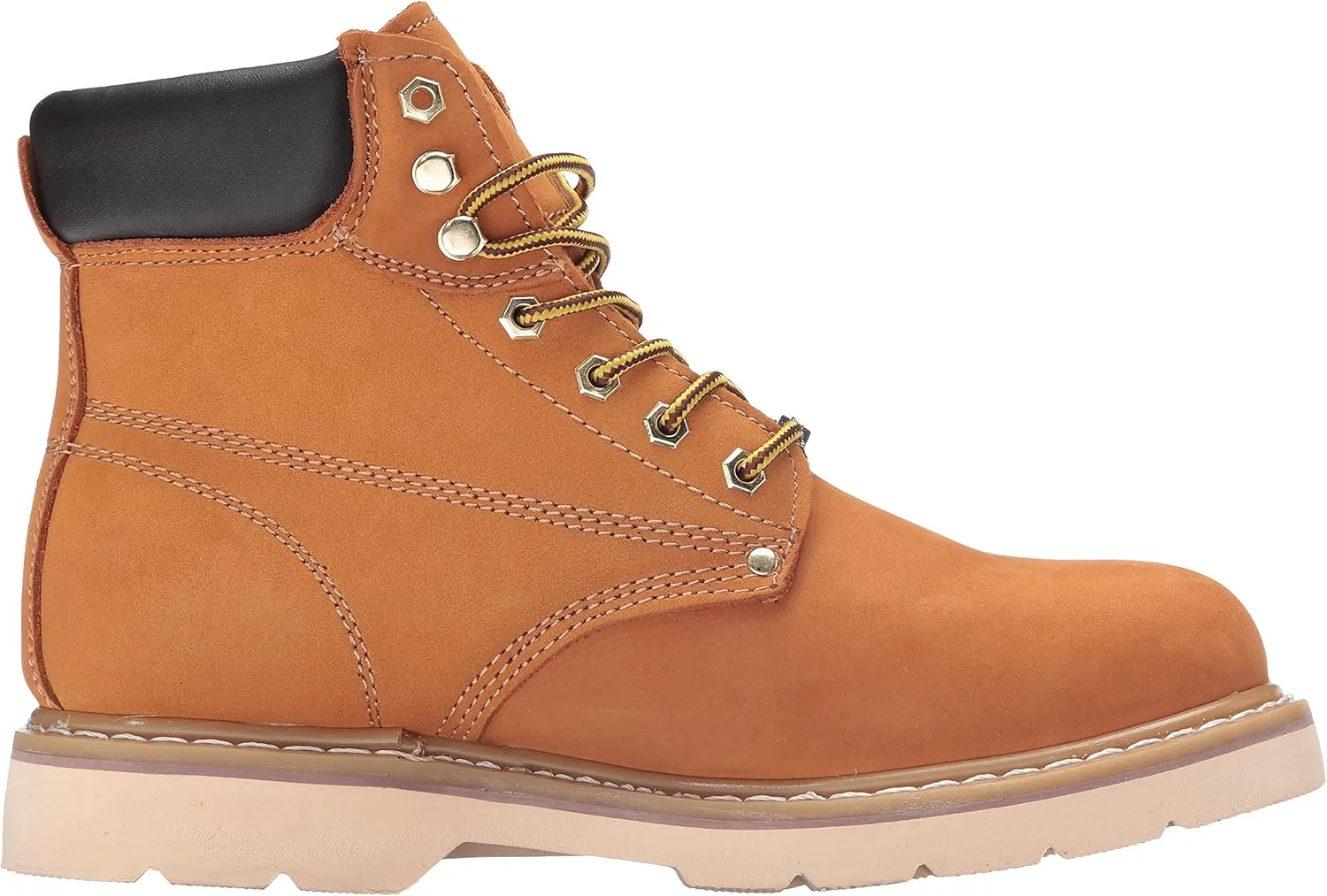 Ad Tec 6in Steel Toe Nubuck Leather Work Boot for Man, Tan - Oil Resistant Mud Free Lug Sole