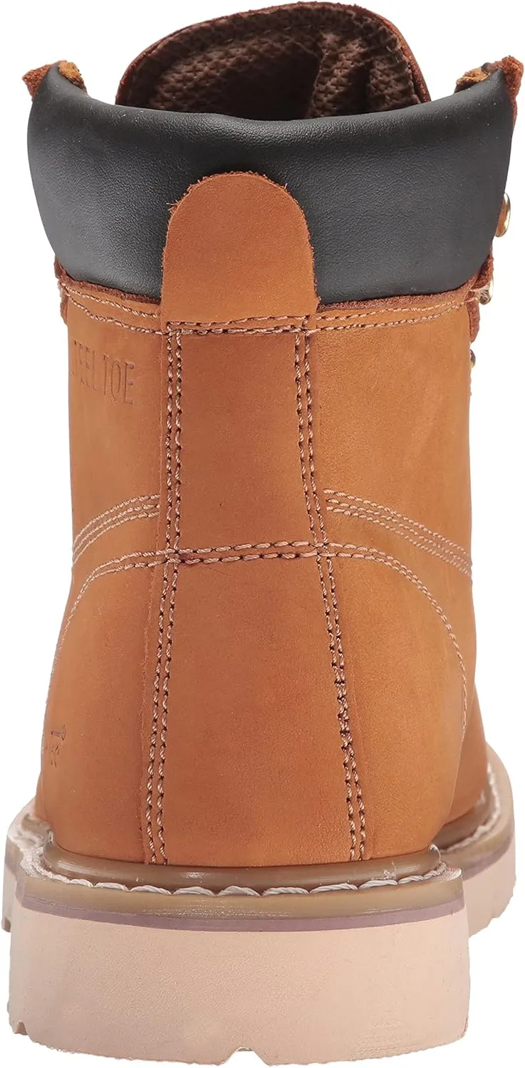 Ad Tec 6in Steel Toe Nubuck Leather Work Boot for Man, Tan - Oil Resistant Mud Free Lug Sole
