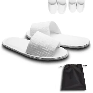 AhfuLife echoapple 10 Pairs of Waffle Open Toe White Slippers Fit Most Men and Women for Spa, Party Guest, Hotel and Travel, Washable and Non-Disposable (Large, White-10 Pairs)