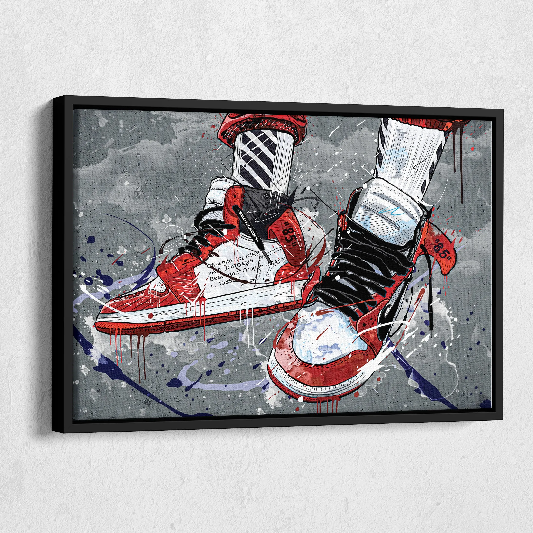 Air Jordan 1 Mid Classic Graffiti Canvas Print | Sneakerhead Wall Art