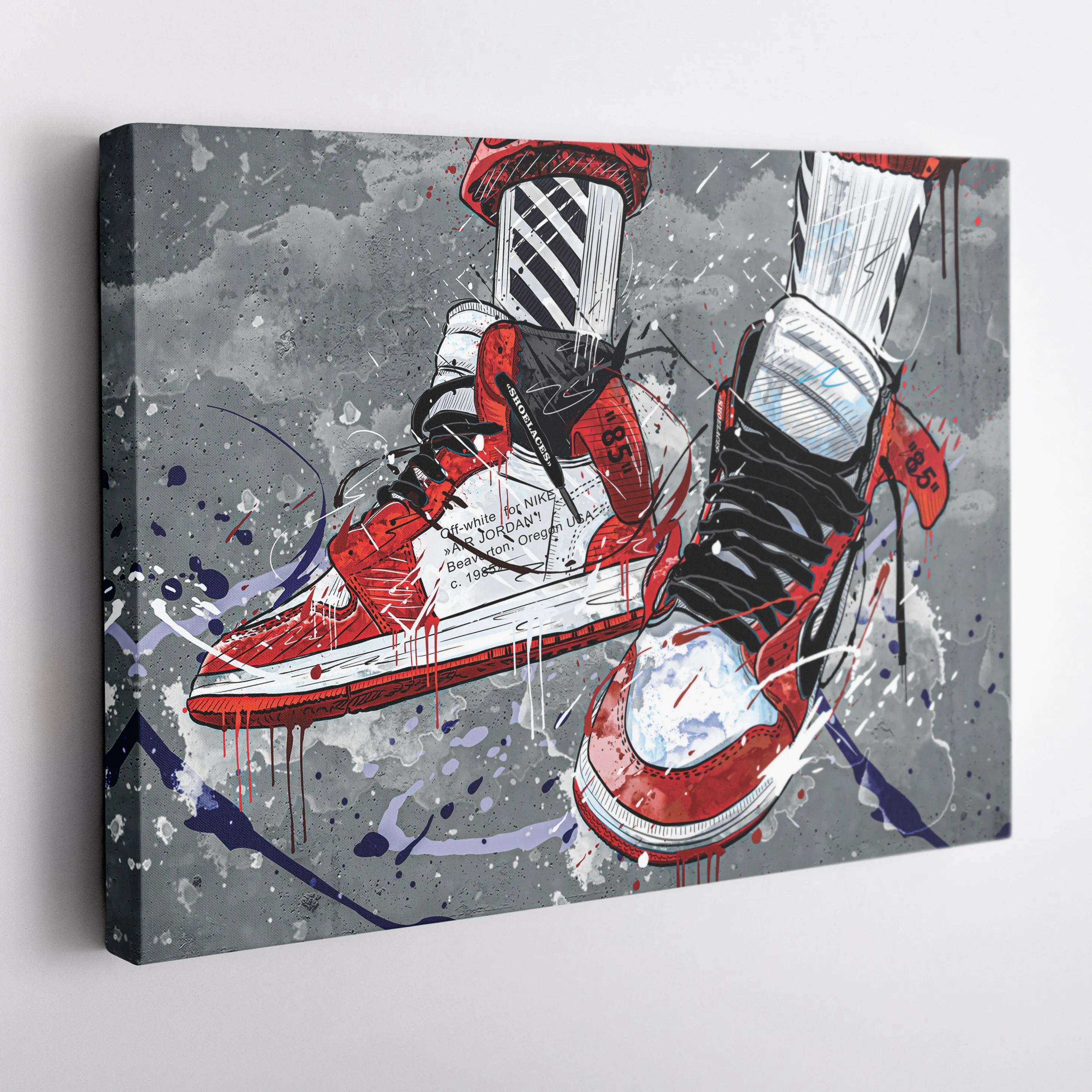Air Jordan 1 Mid Classic Graffiti Canvas Print | Sneakerhead Wall Art
