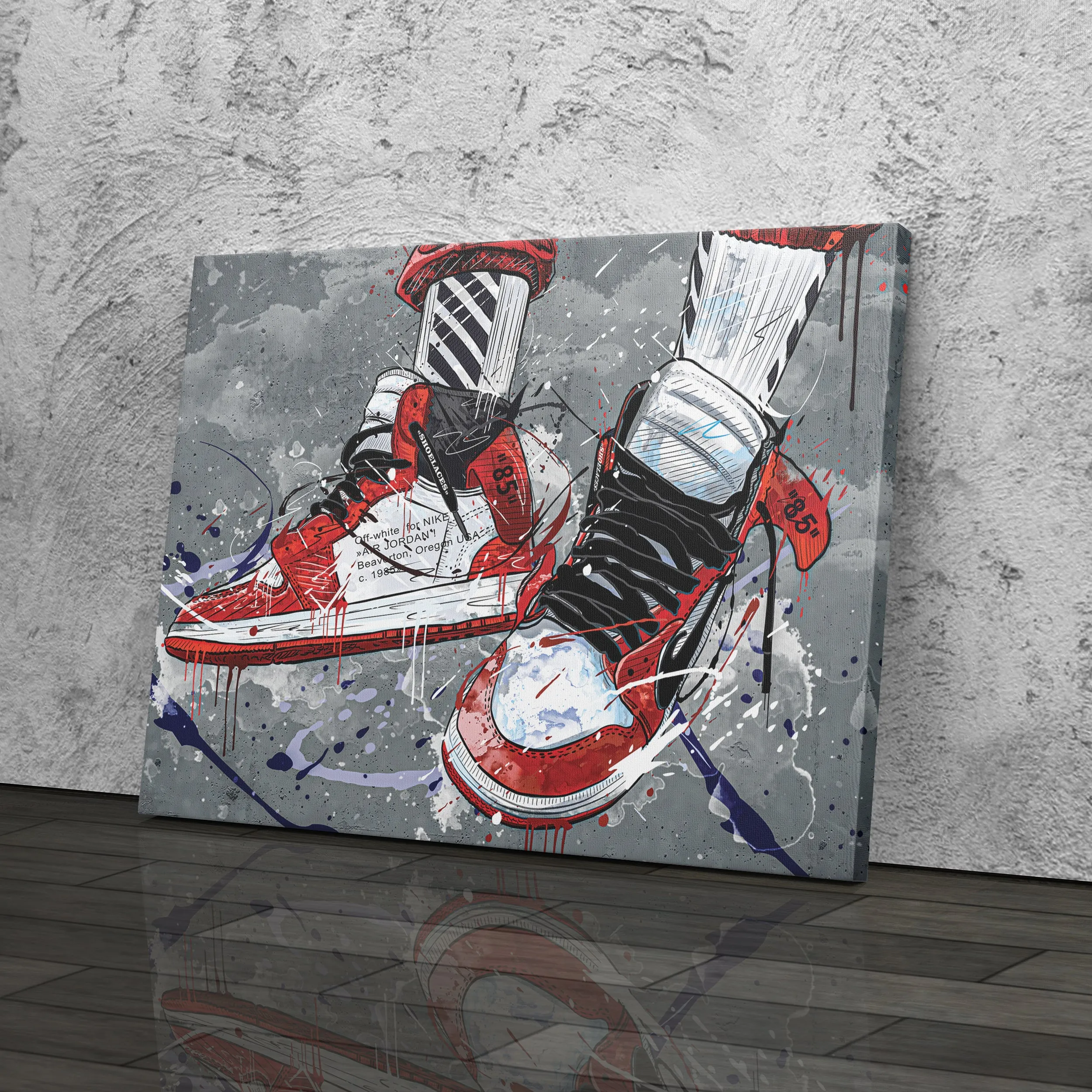 Air Jordan 1 Mid Classic Graffiti Canvas Print | Sneakerhead Wall Art