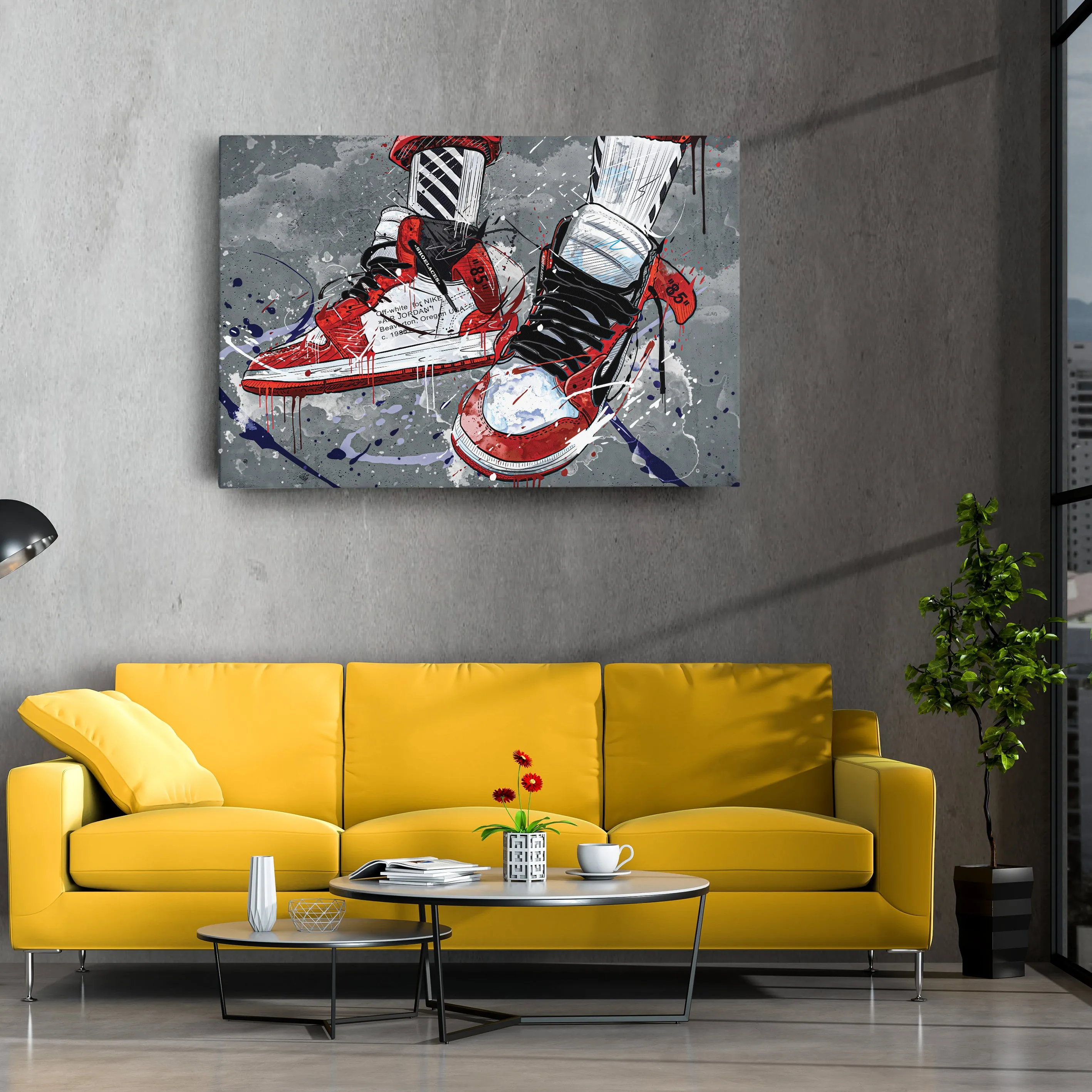 Air Jordan 1 Mid Classic Graffiti Canvas Print | Sneakerhead Wall Art