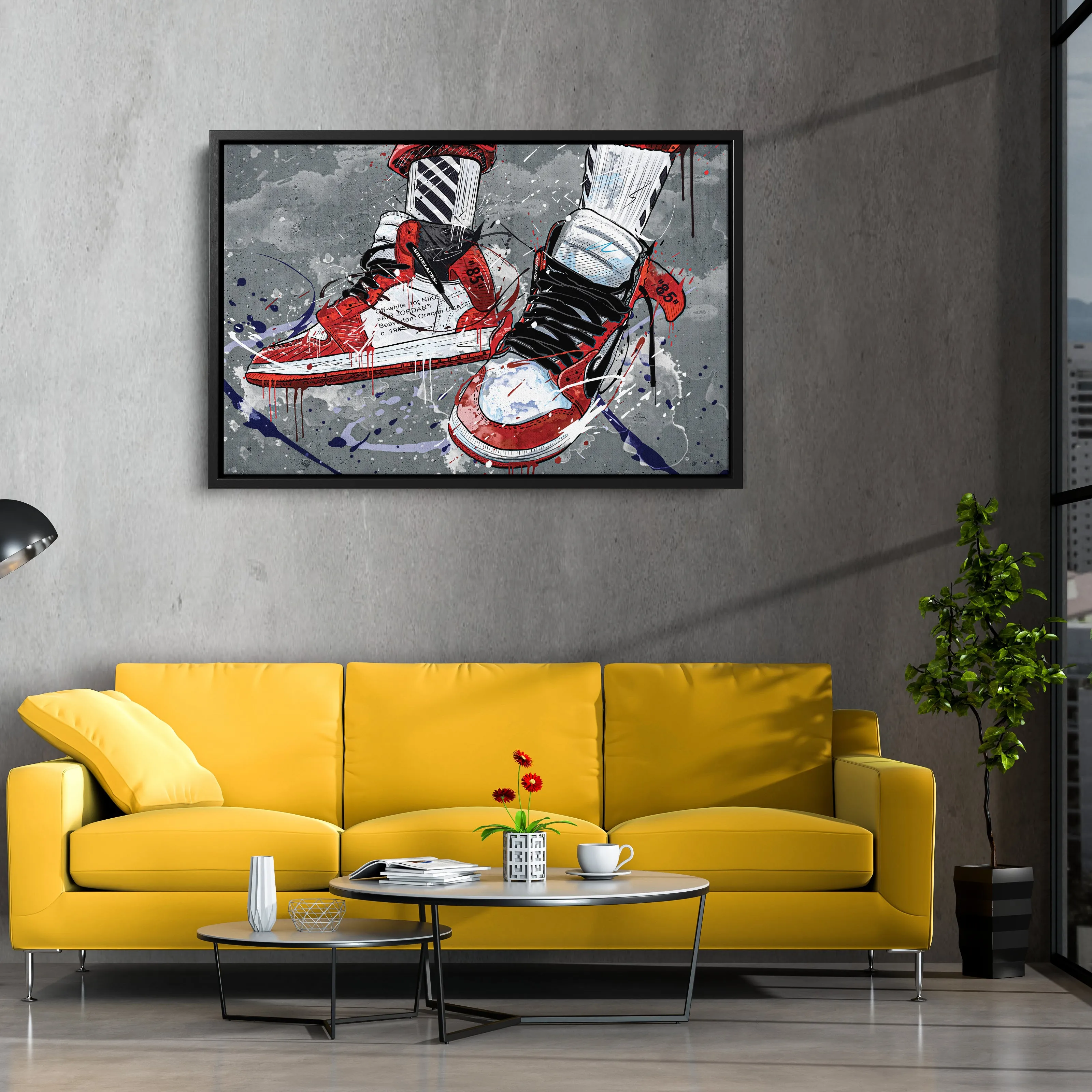 Air Jordan 1 Mid Classic Graffiti Canvas Print | Sneakerhead Wall Art