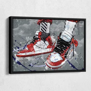 Air Jordan 1 Mid Classic Graffiti Canvas Print | Sneakerhead Wall Art
