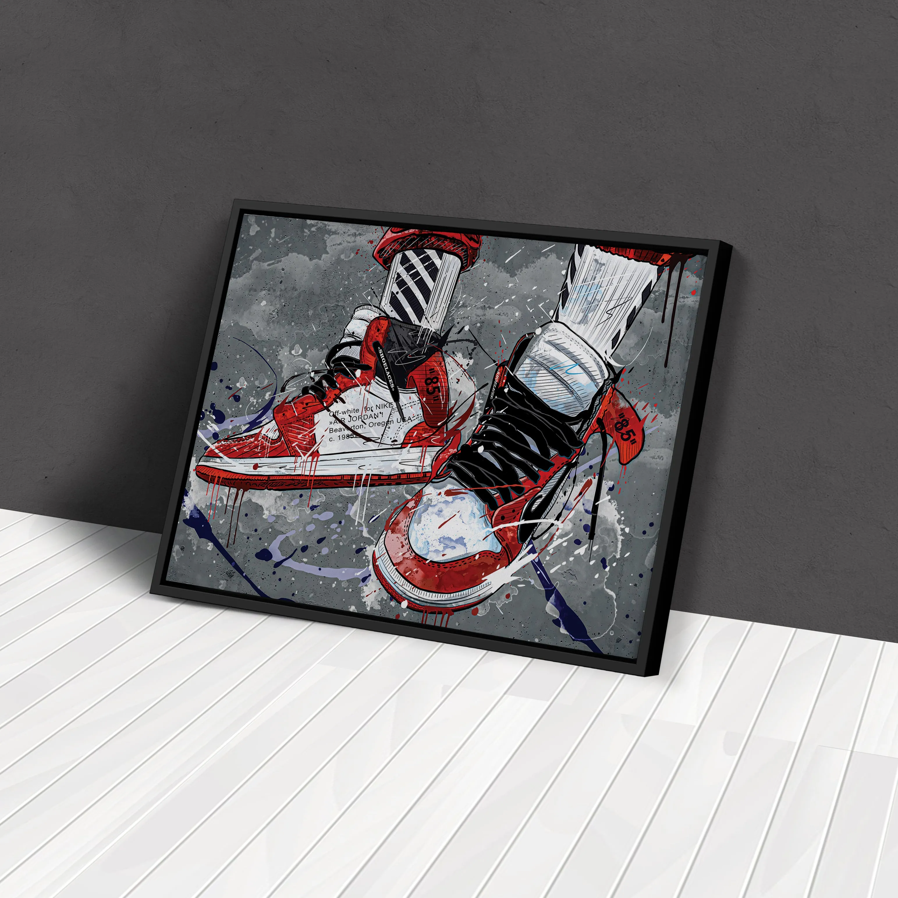 Air Jordan 1 Mid Classic Graffiti Canvas Print | Sneakerhead Wall Art