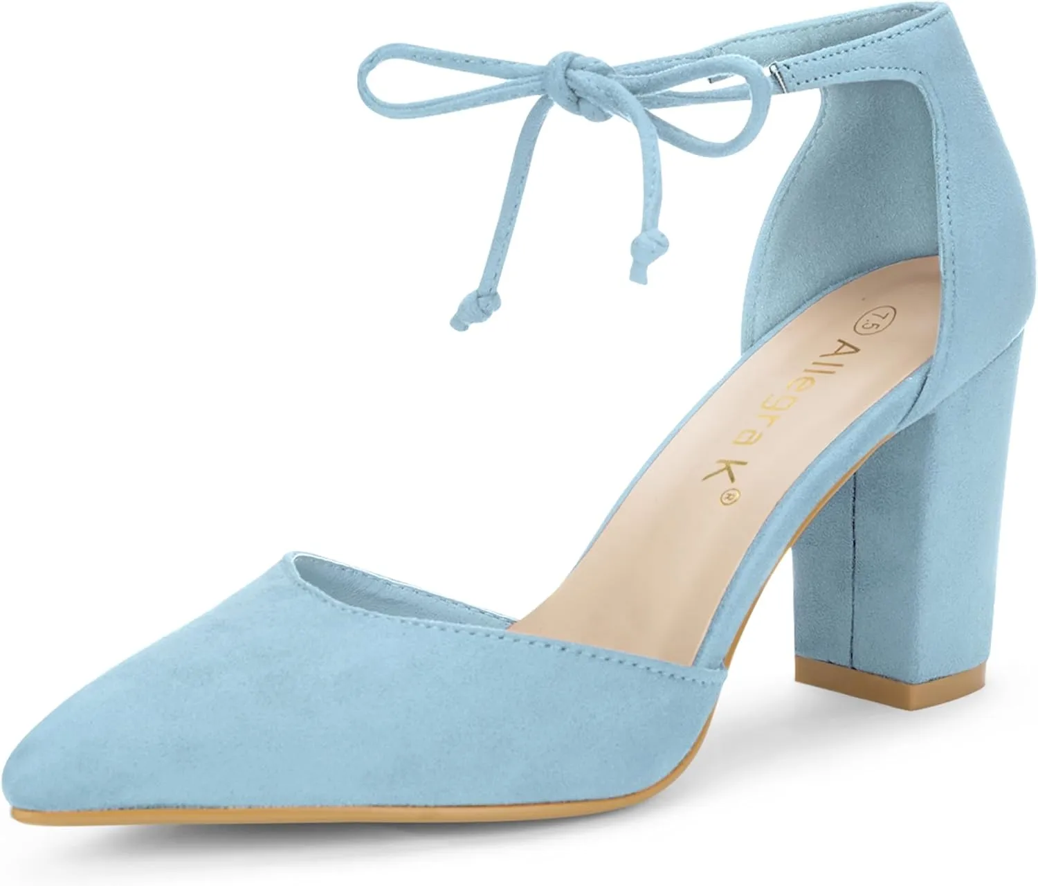 Allegra K Women's Ankle Tie Point Toe Dress Pumps