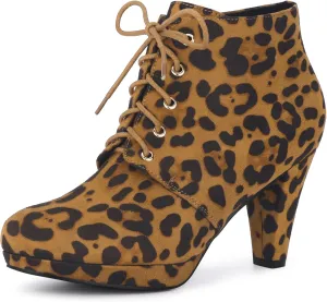 Allegra K Women's Lace Up Platform Block Heels Ankle Boots