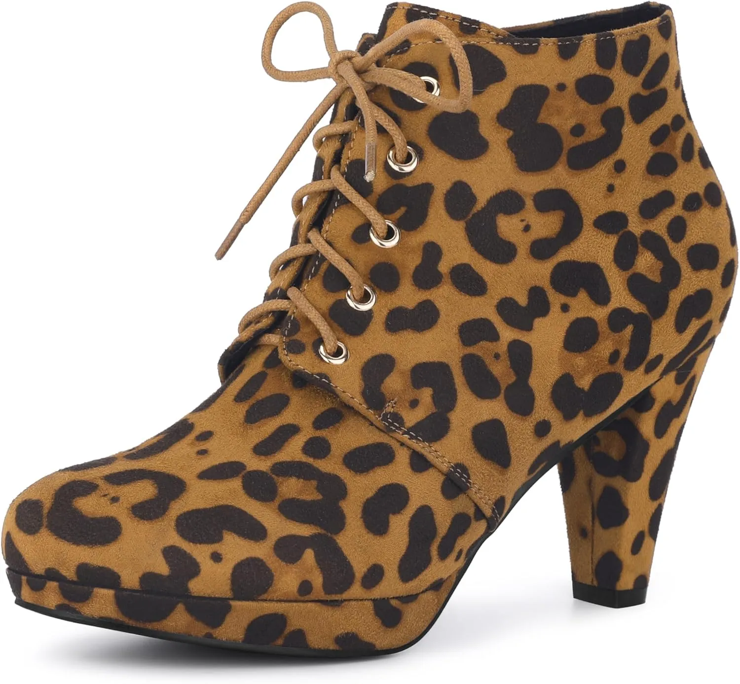 Allegra K Women's Lace Up Platform Block Heels Ankle Boots