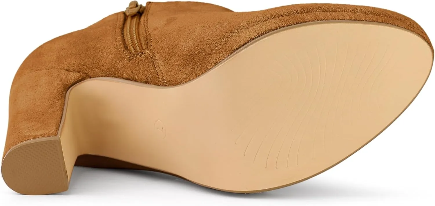 Allegra K Women's Platform Round Toe Chunky Heels Ankle Booties