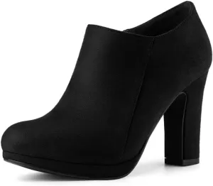 Allegra K Women's Platform Round Toe Chunky Heels Ankle Booties