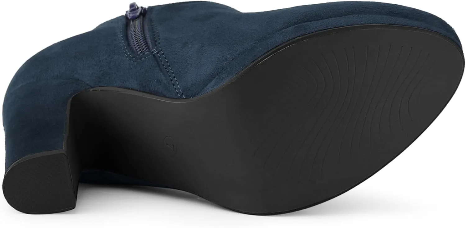 Allegra K Women's Platform Round Toe Chunky Heels Ankle Booties