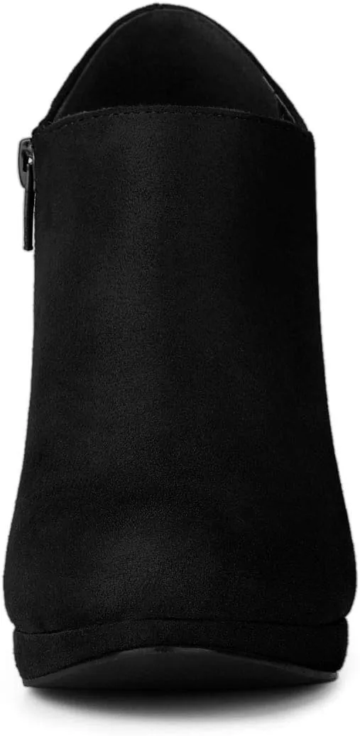 Allegra K Women's Platform Round Toe Chunky Heels Ankle Booties