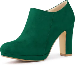 Allegra K Women's Platform Round Toe Chunky Heels Ankle Booties