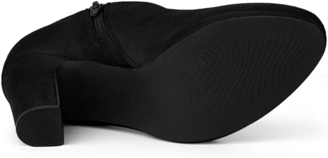 Allegra K Women's Platform Round Toe Chunky Heels Ankle Booties