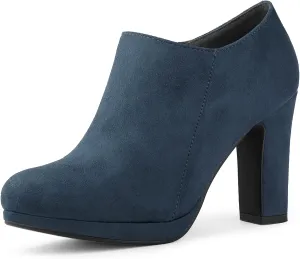 Allegra K Women's Platform Round Toe Chunky Heels Ankle Booties