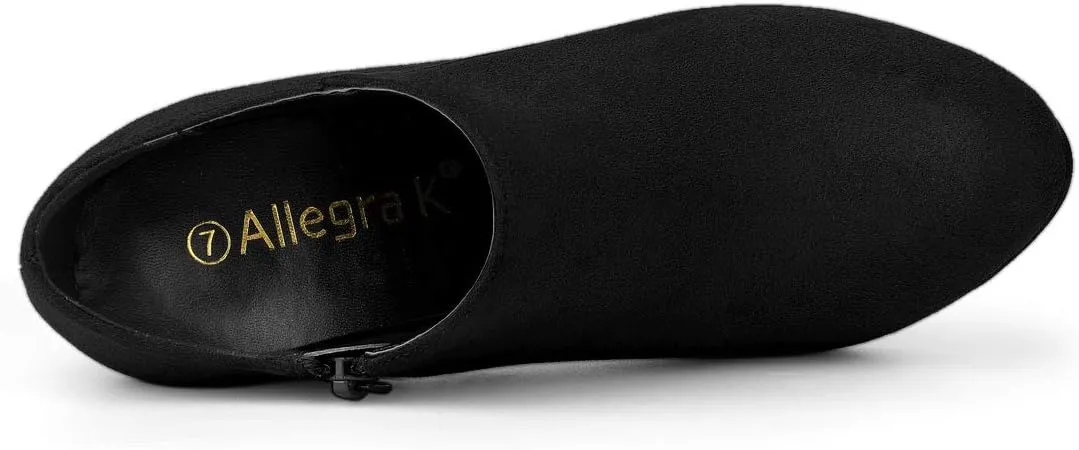 Allegra K Women's Platform Round Toe Chunky Heels Ankle Booties