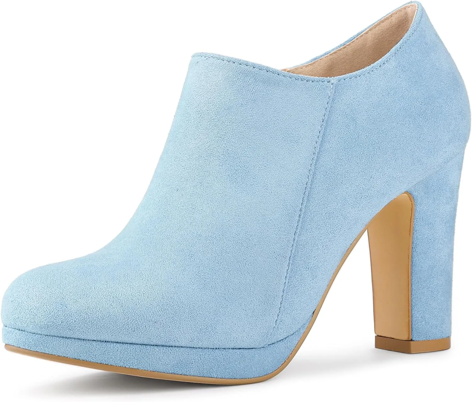 Allegra K Women's Platform Round Toe Chunky Heels Ankle Booties