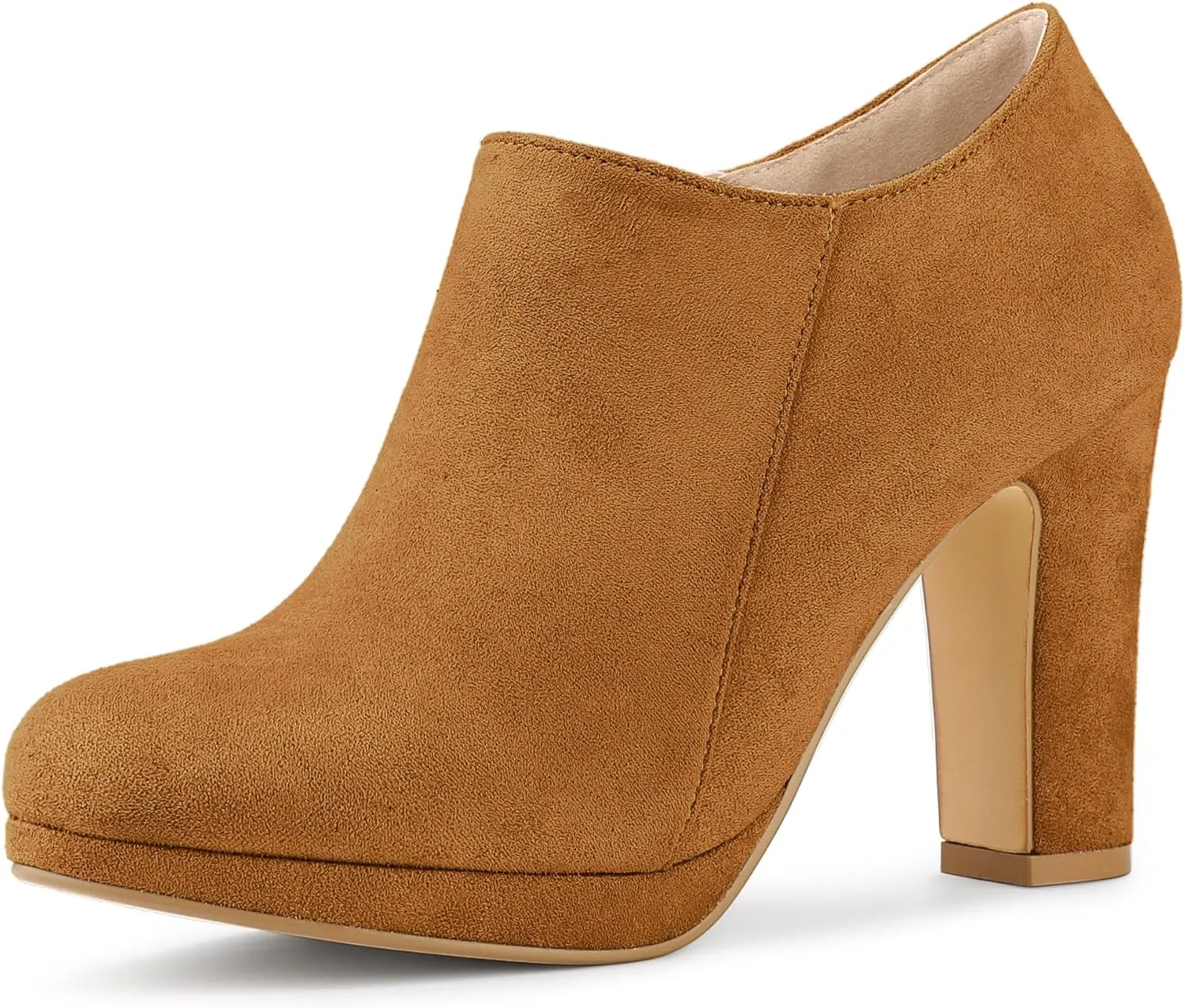 Allegra K Women's Platform Round Toe Chunky Heels Ankle Booties