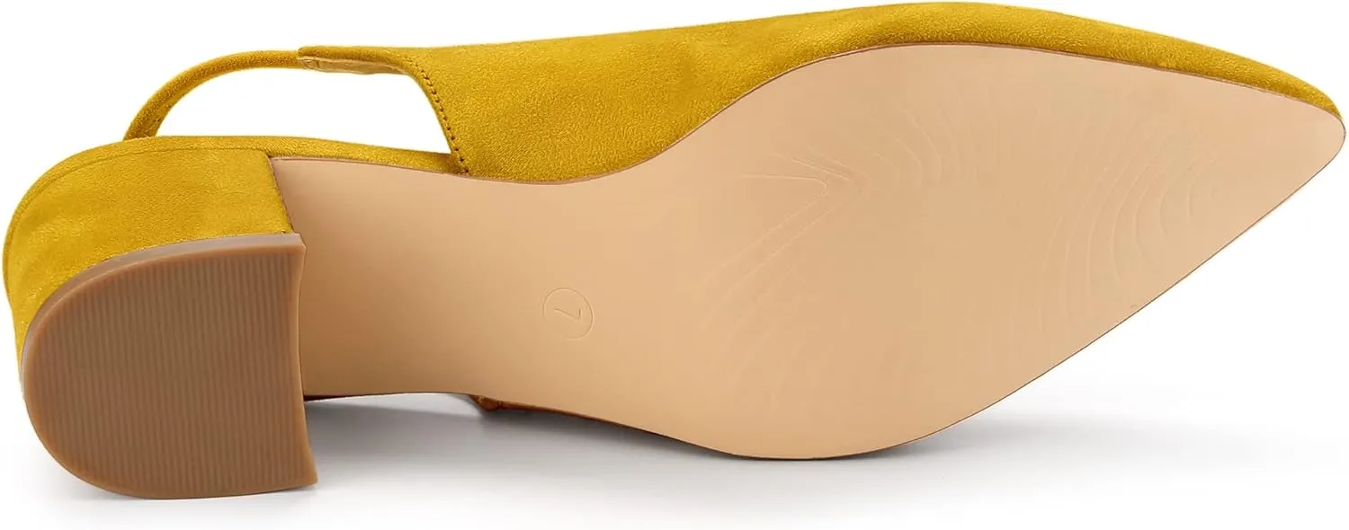 Allegra K Women's Pointed Toe Block Heel Pumps Slingback Heels