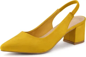 Allegra K Women's Pointed Toe Block Heel Pumps Slingback Heels