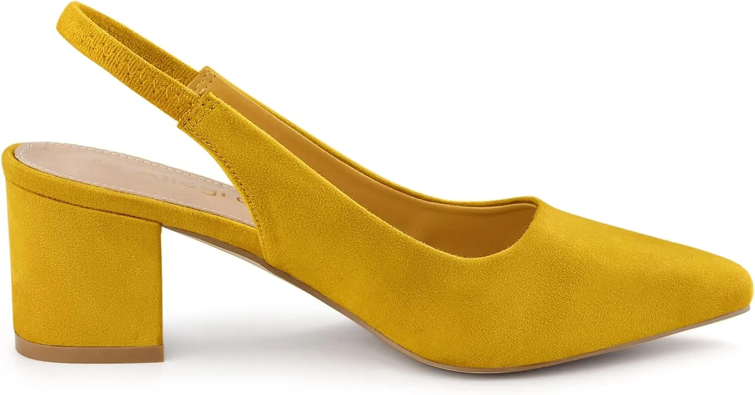 Allegra K Women's Pointed Toe Block Heel Pumps Slingback Heels