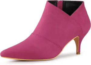 Allegra K Women's Pointed Toe Kitten Heel Cutout Ankle Boots