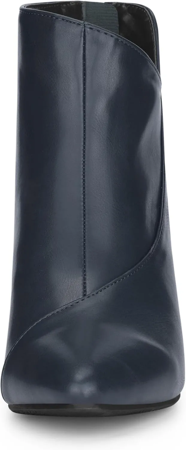 Allegra K Women's Pointed Toe Zipper Wedge Heel Ankle Booties