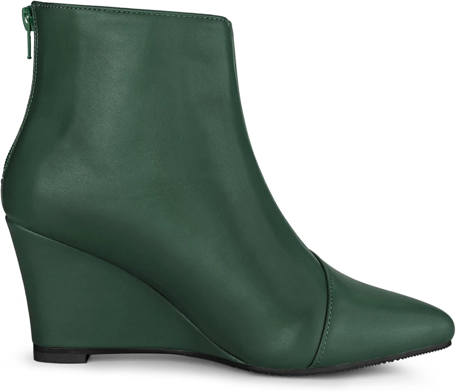 Allegra K Women's Pointed Toe Zipper Wedge Heel Ankle Booties