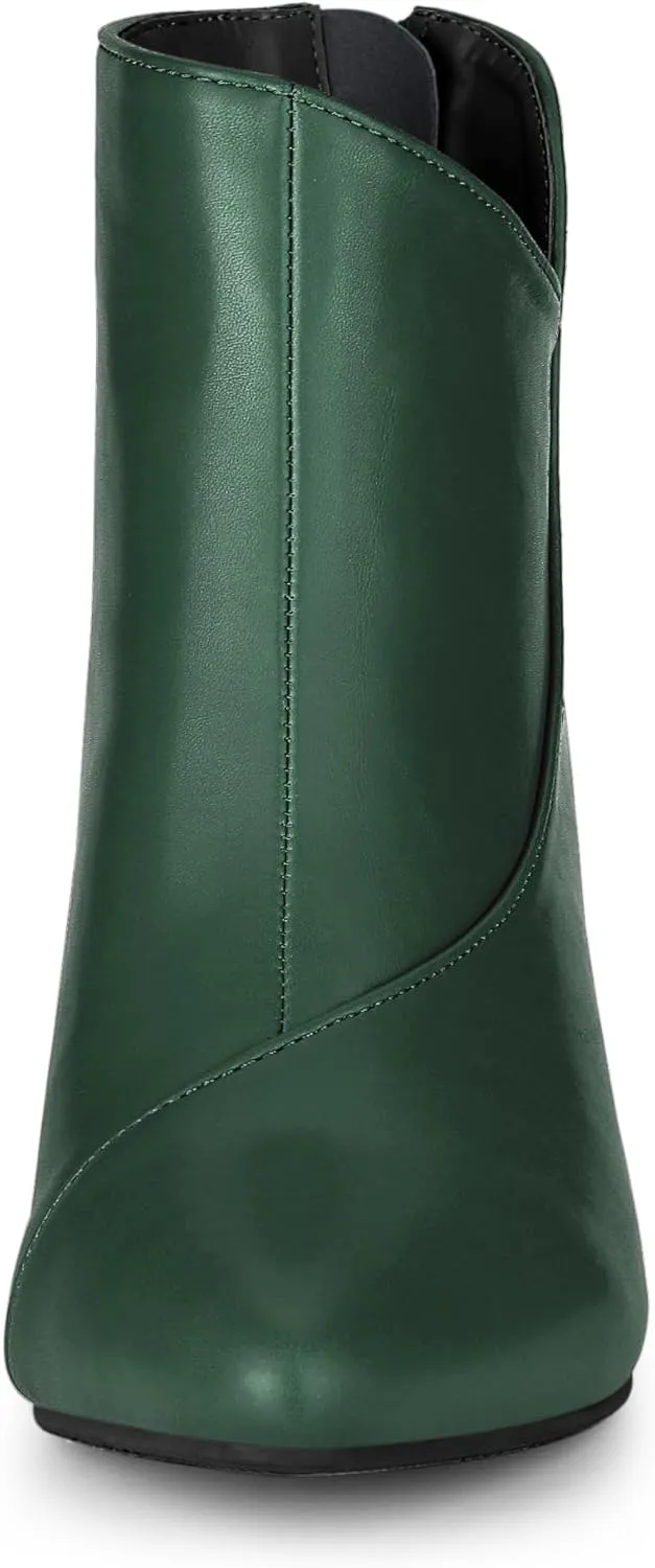 Allegra K Women's Pointed Toe Zipper Wedge Heel Ankle Booties