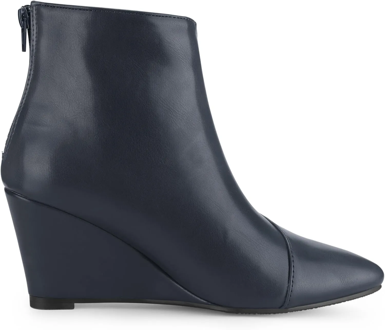 Allegra K Women's Pointed Toe Zipper Wedge Heel Ankle Booties