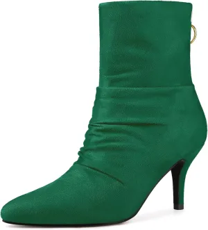 Allegra K Women's Pointy Toe Slouch Back Zipper Stiletto Heel Ankle Boots