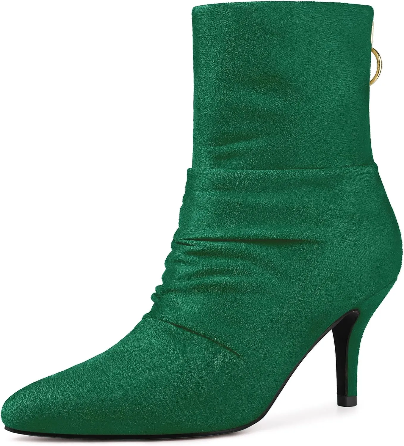 Allegra K Women's Pointy Toe Slouch Back Zipper Stiletto Heel Ankle Boots