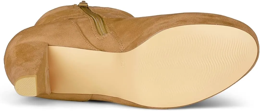 Allegra K Women's Round Toe Ankle Mid Heel Boots