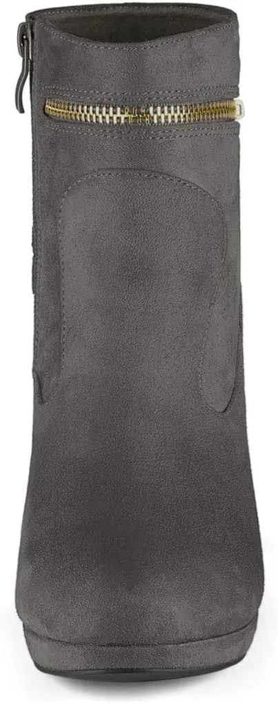 Allegra K Women's Round Toe Ankle Mid Heel Boots