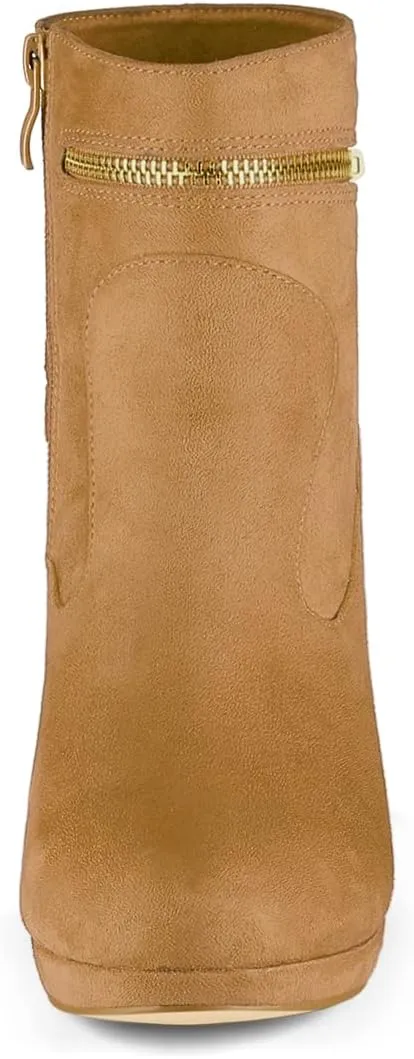 Allegra K Women's Round Toe Ankle Mid Heel Boots