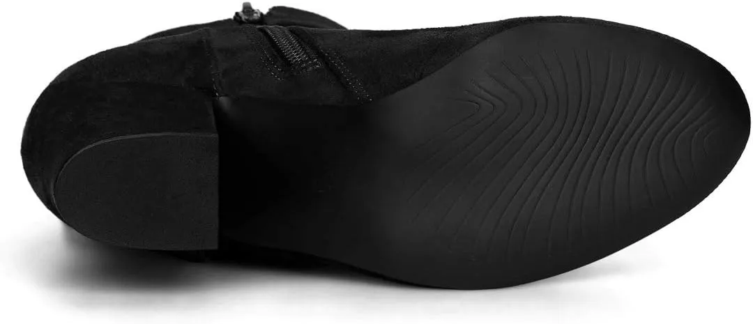 Allegra K Women's Round Toe Block Heel Boots Ankle Booties