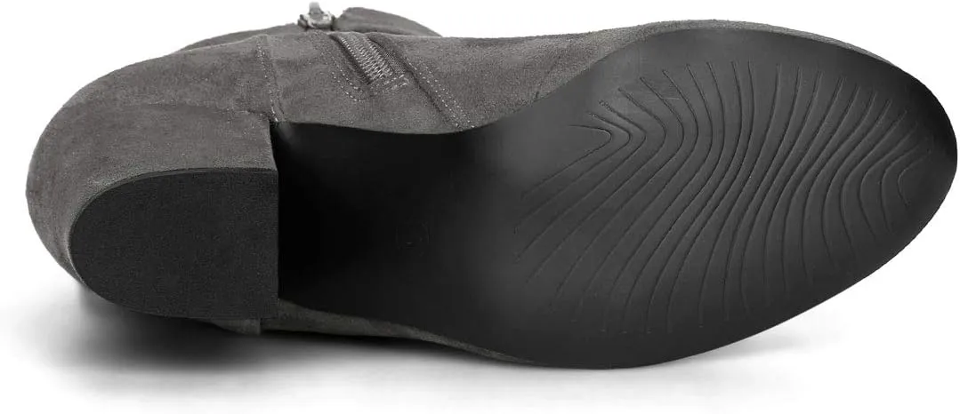 Allegra K Women's Round Toe Block Heel Boots Ankle Booties