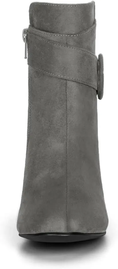 Allegra K Women's Round Toe Block Heel Boots Ankle Booties