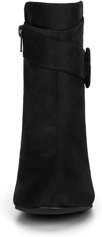 Allegra K Women's Round Toe Block Heel Boots Ankle Booties