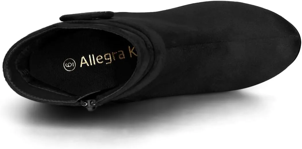 Allegra K Women's Round Toe Block Heel Boots Ankle Booties